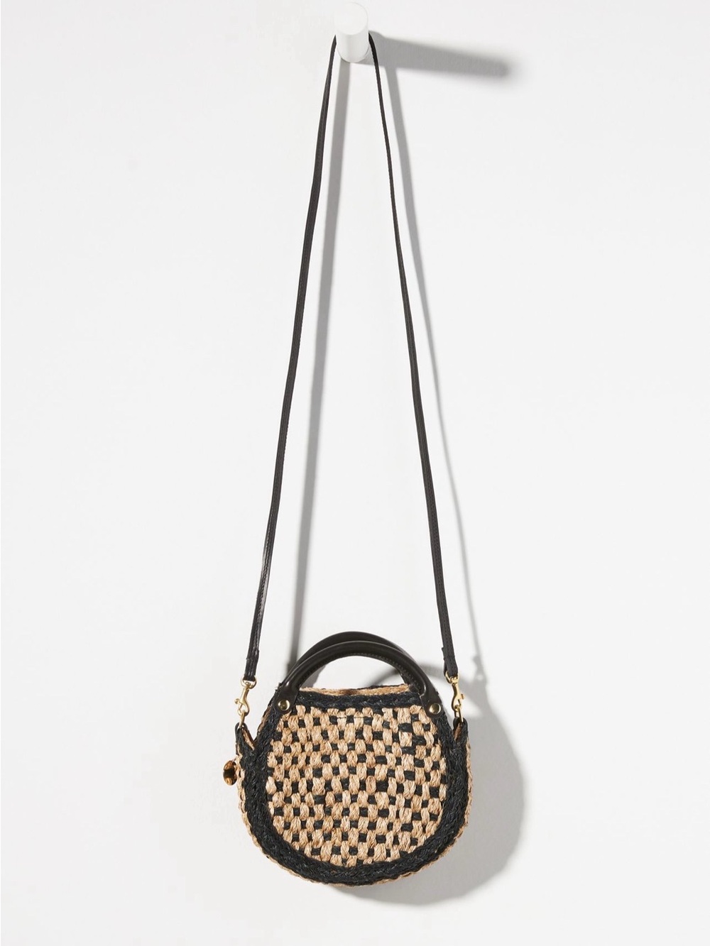 NWT Clare V Lil Bebe Black & Natural Woven Crossbody Bag - Picture 2 of 3